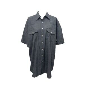 Outlaw Men's Shirt Grey Mini Check Western Wear Pearl Snap Pockets Size XLT